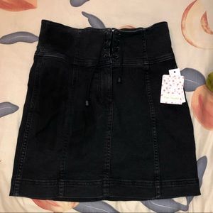 Free people lace up black skirt